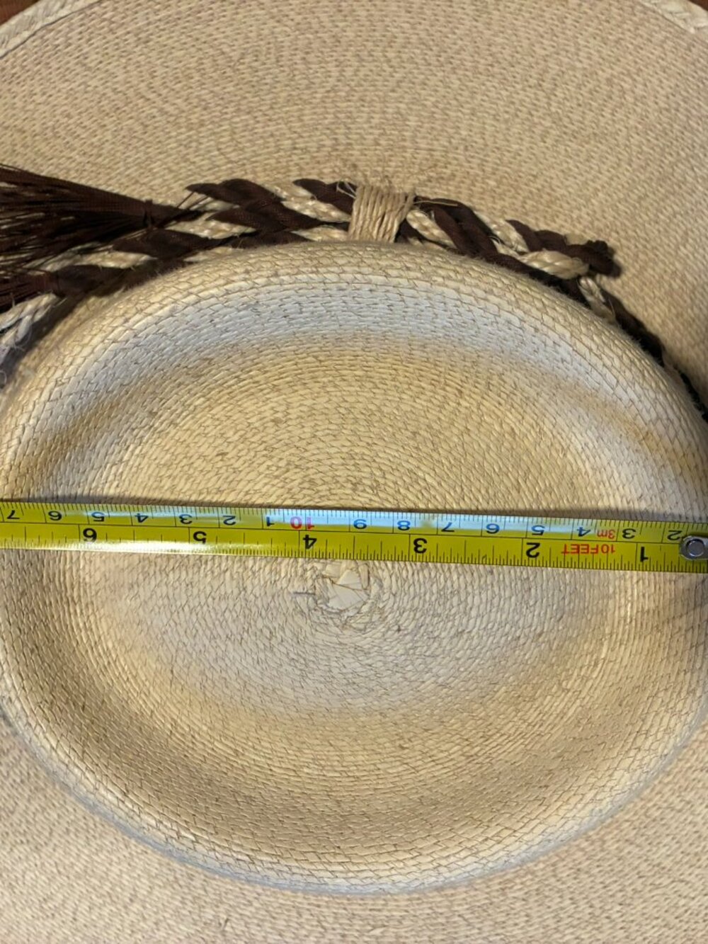 Vintage Straw Boater Hat w/ Braided Horsehair Band & Tassel - Picture 9 of 13